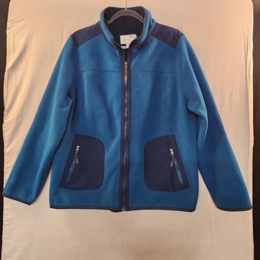Green Tea Women's Turquoise Fleeced Zip Up Jacket Elbow Patch Size 2X Thick Cozy
